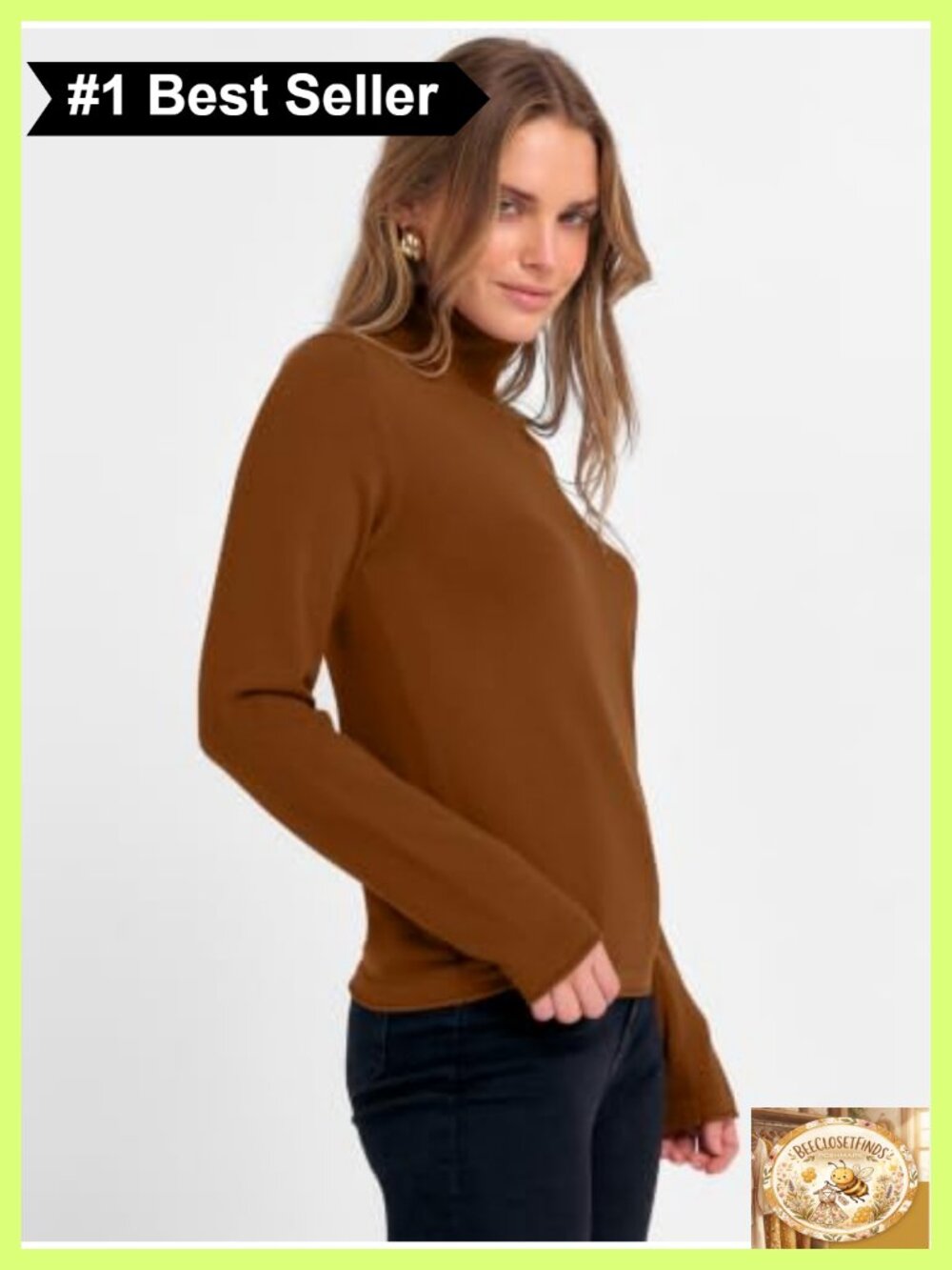 Wool Blend Turtleneck Pullover Sweater Long Sleeve Knit Top - Picture 4 of 6